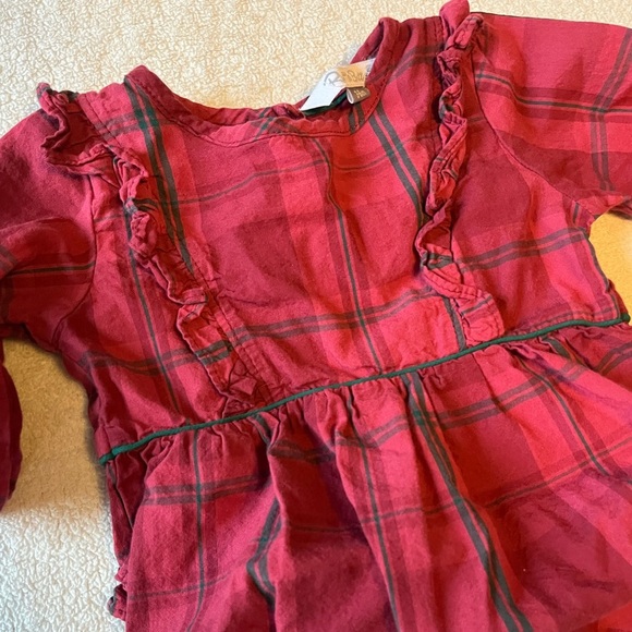 Ruffle Butts 3-6 months maroon plaid long sleeve onesie - Picture 2 of 4